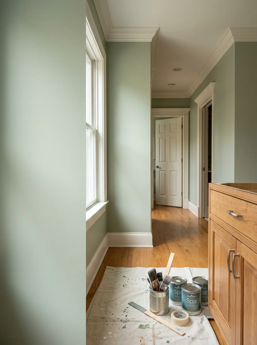 Interior room with fresh paint and refinished cabinets in a Lake County home