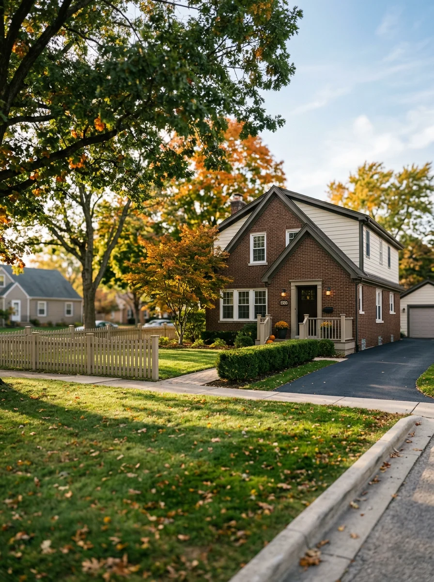 Lockport residential neighborhood featuring established homes with manicured lawns and mature landscaping