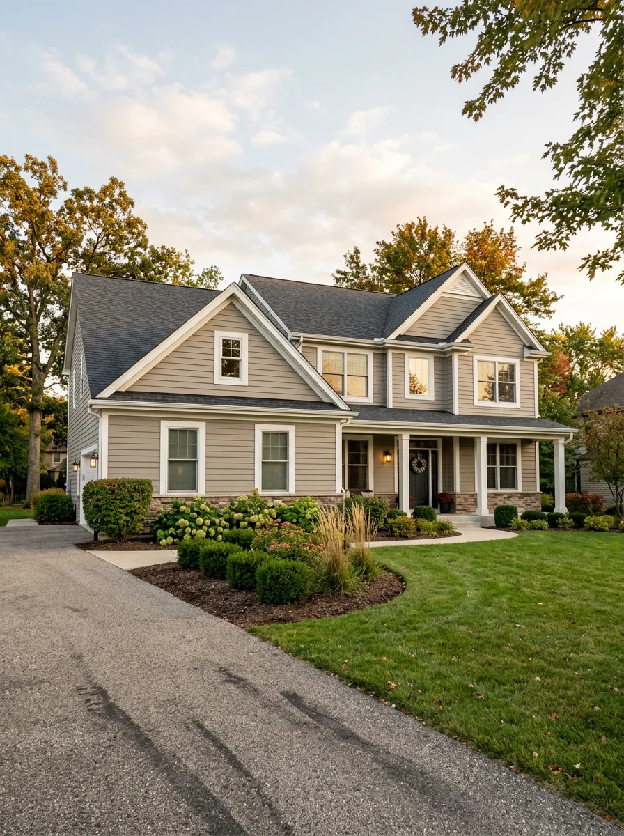 Modern residential home in Mokena with well-maintained exterior and landscaping
