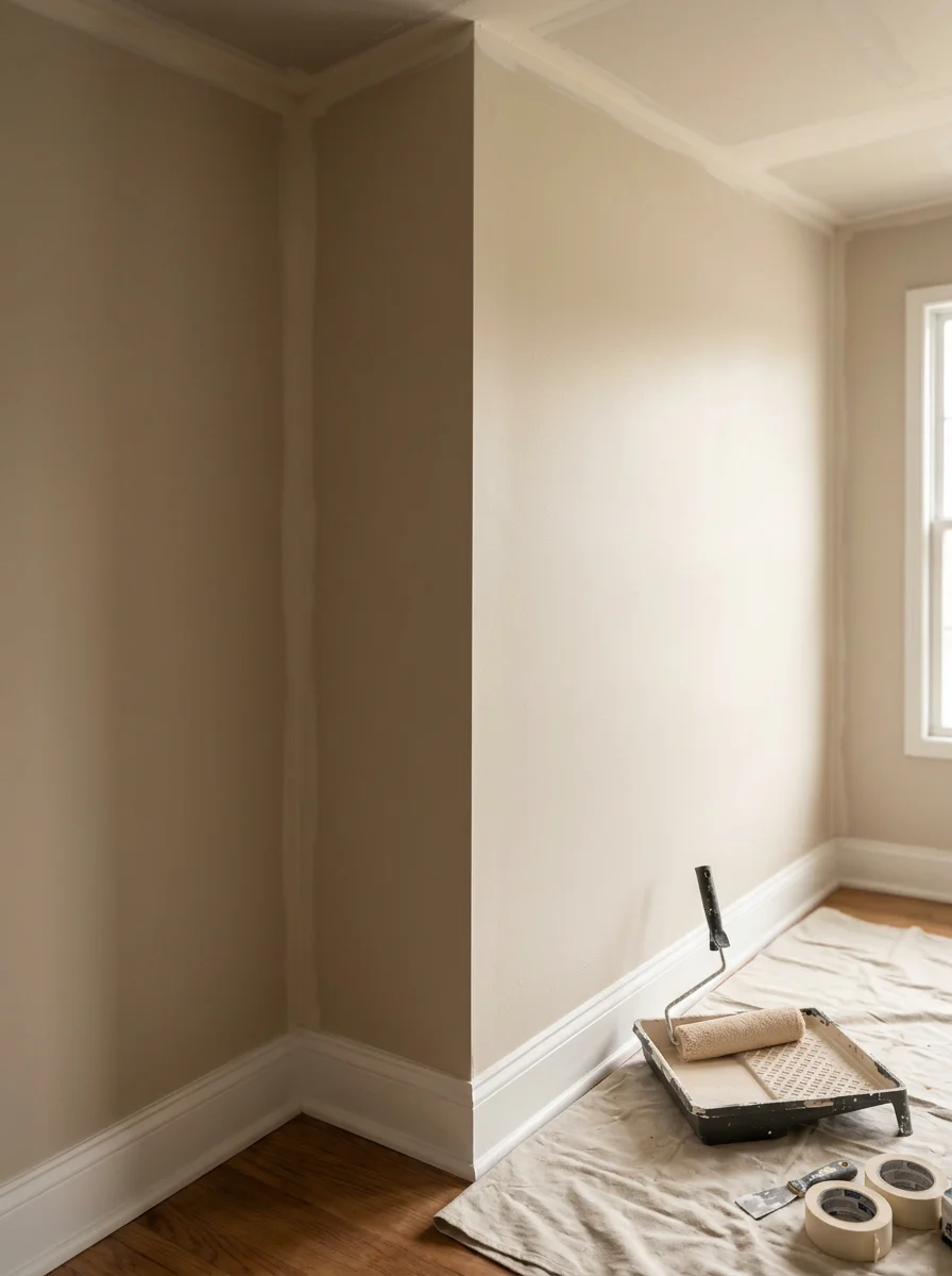Interior room with fresh paint and professional drywall finishing in Tinley Park home