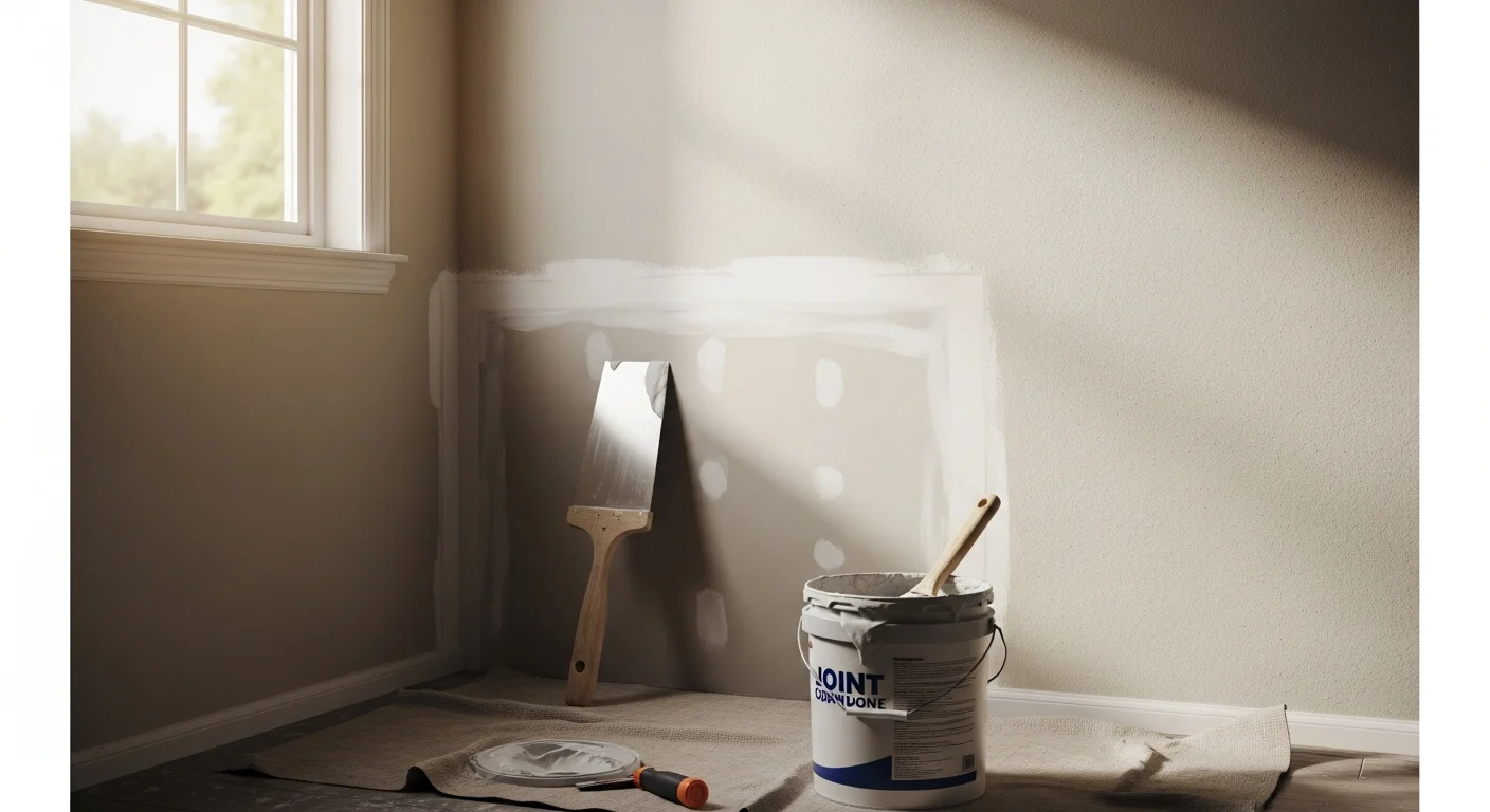 A freshly repaired and skim-coated interior wall in a Channahon single-family home, showing a smooth, seamless surface ready for paint. The repaired area blends evenly with the surrounding drywall, with no visible cracks, seams, or patchwork.